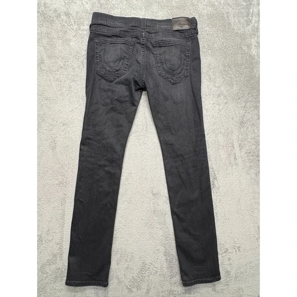 True Religion Rocco Relaxed Skinny Jeans Mens Black Measured 37x33 Distressed‎